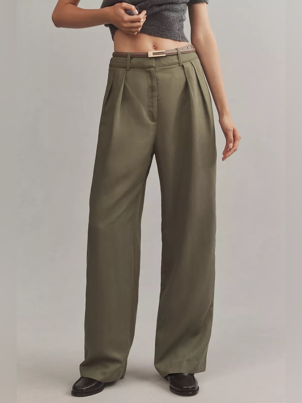Anthropologie || Mare Mare Wide-Leg Pleated Trousers Green Medium NWT
